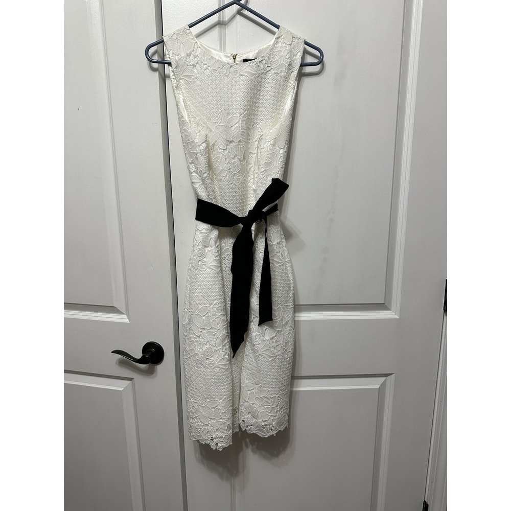 White House black Market White Eyelet Dress W Black Belt